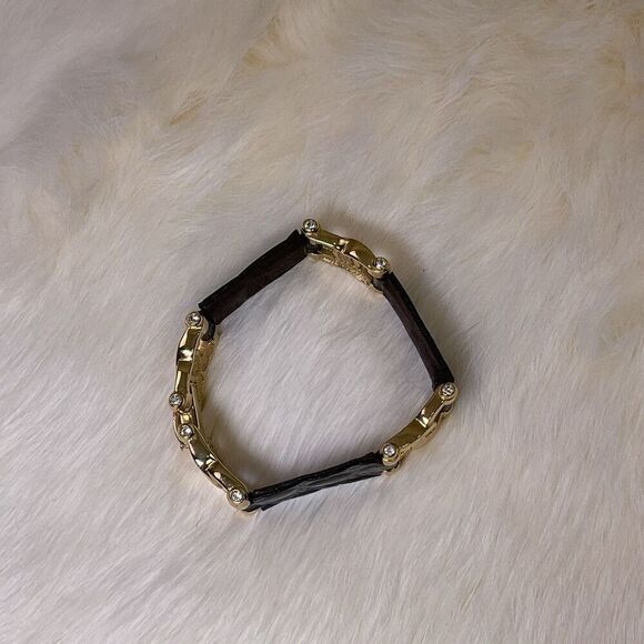 Vintage Burberry Black Leather Silver and Gold Link Bracelet Stamped - Picture 3 of 15